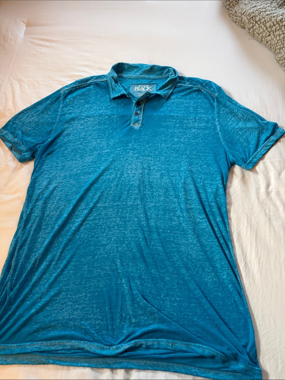 Buckle Black Turquoise Burnout Polo. Lg